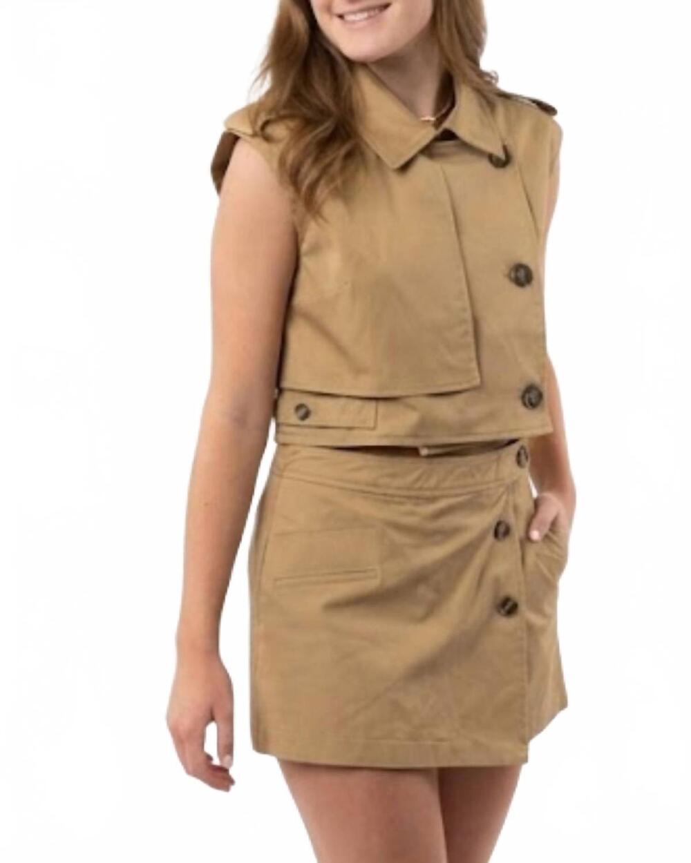 NEW PRETTY FOLLIES travel treasure short set in khaki
